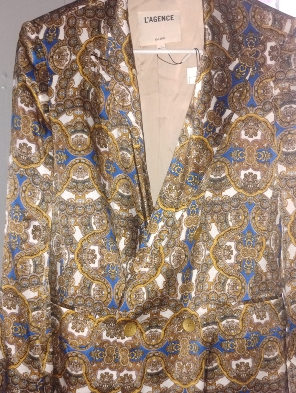 L'AGENCE Blue, Gold & White Printed Pantsuit
